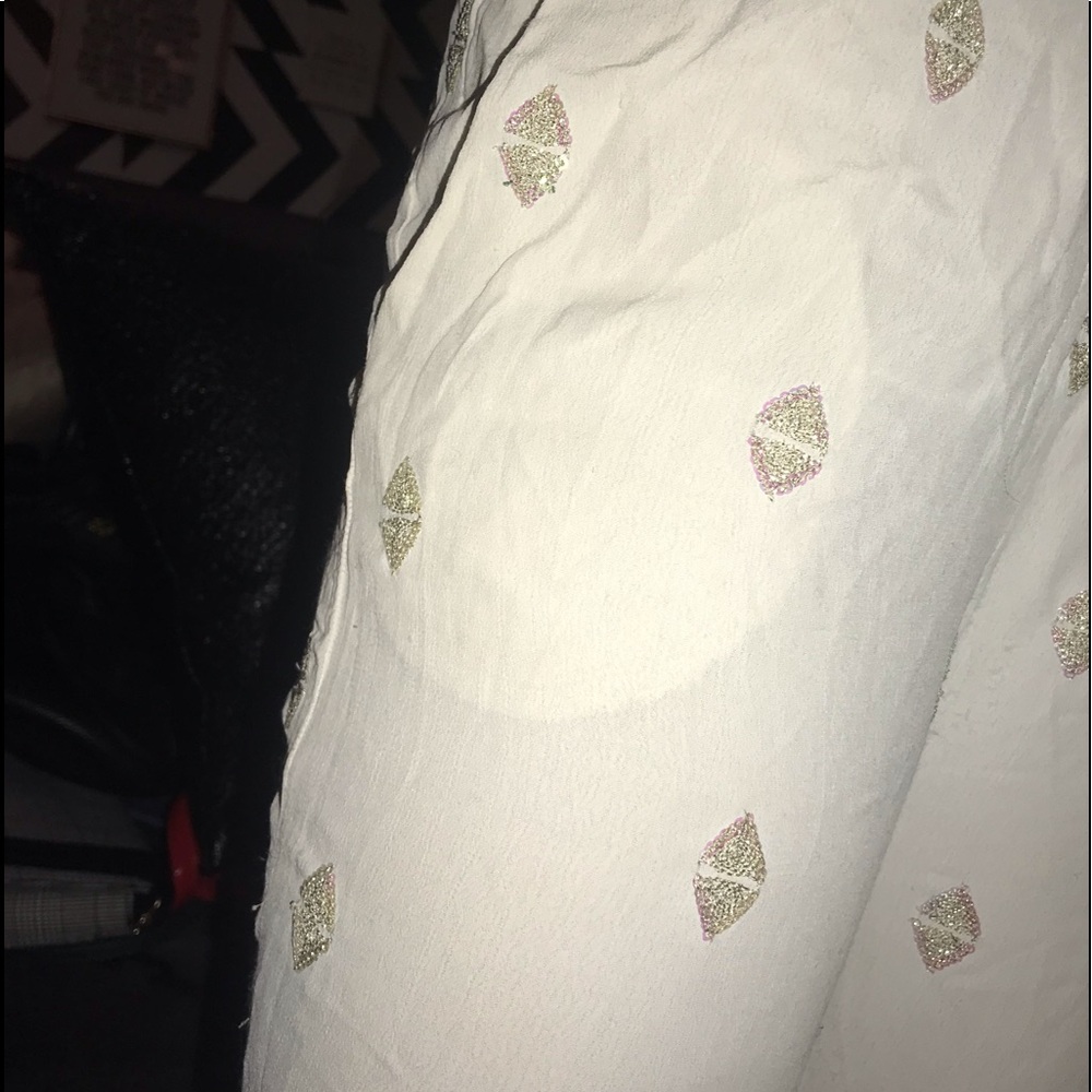 White and gold jogger pants